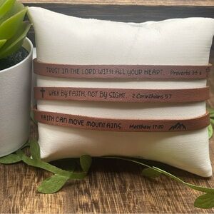 Bible Verse Leather Bracelets 3 pack New